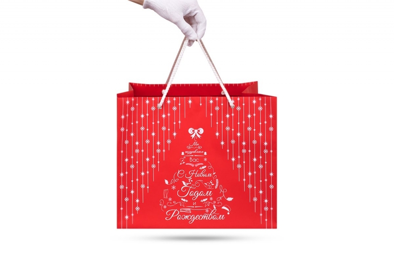 Новогодний пакет для подарков в Москве, производство на заказ