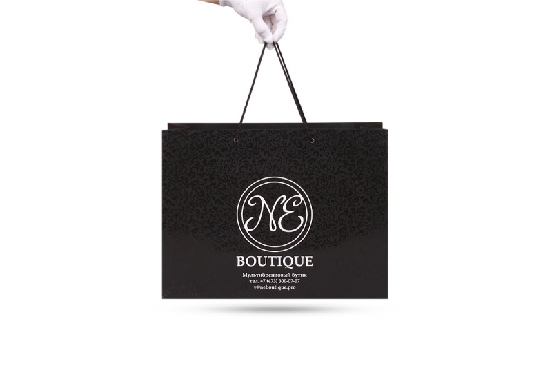 Брендированный пакет с веревочными ручками в Москве, производство на заказ