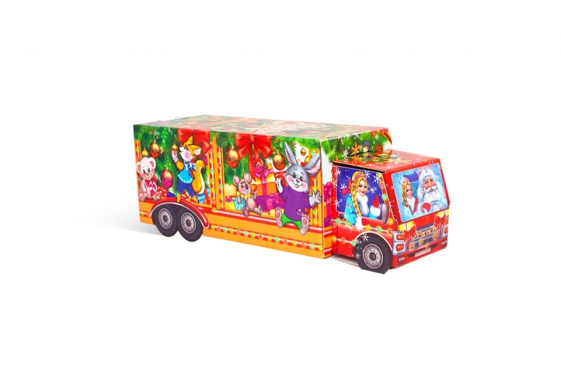 Новогодняя коробка в виде машины в Москве, производство на заказ