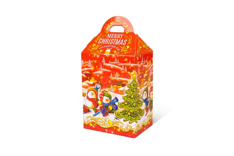 Подарочная новогодняя коробка из МГК с ручками в Москве, производство на заказ