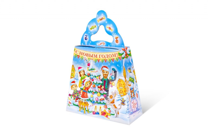 Новогодние подарочные упаковки из МГК (коробка-пакет) в Москве, производство на заказ