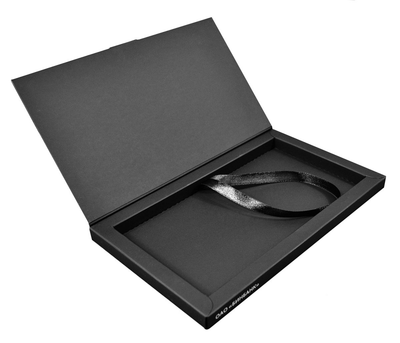 Подарочная упаковка с двойными бортами для сувенира — БИНБАНК в Москве, производство на заказ