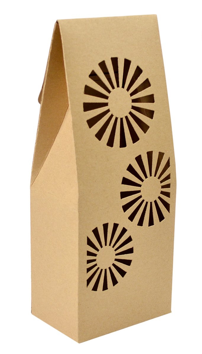 Экологичная коробка-пакет с вырубным узором в Москве, производство на заказ
