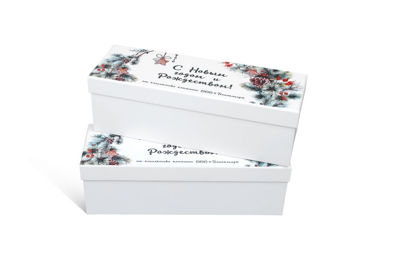 Новогодняя коробка крышка-дно в Москве, производство на заказ