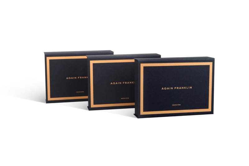 Кашированная упаковка из дизайнерской бумаги с еврокрышкой в Москве, производство на заказ