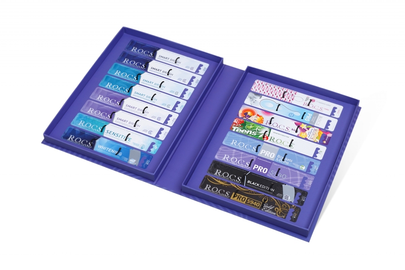 Коробка-книжка под образцы зубных щеток в Москве, производство на заказ