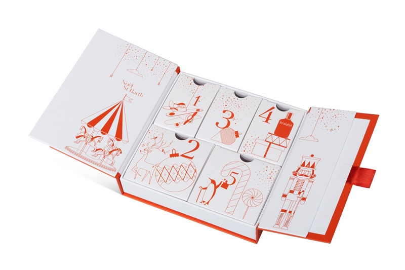 Подарочная адвент-коробка для косметики и парфюмерии St. Barth в Москве, производство на заказ