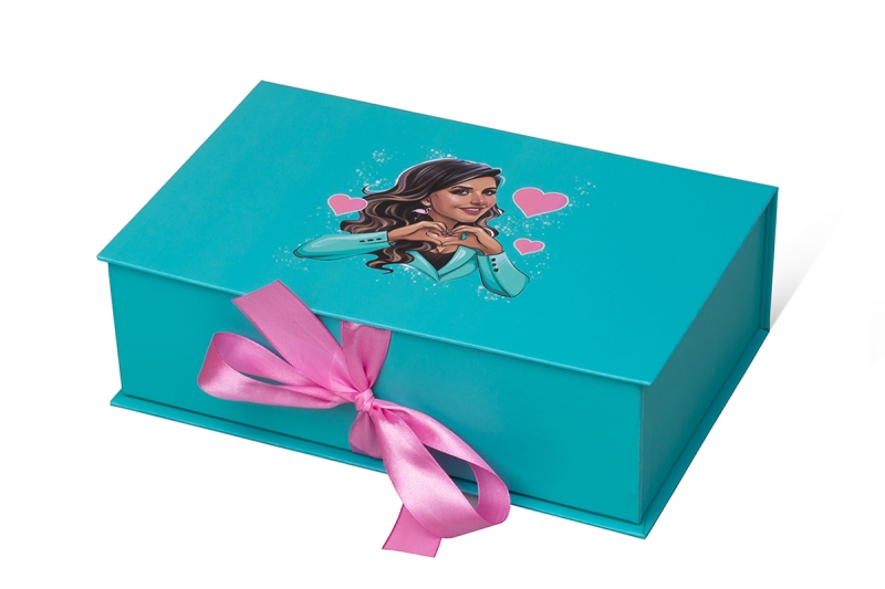 Кашированная коробка на лентах под набор для медитации в Москве, производство на заказ