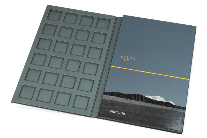 Кашированная упаковка-папка для образцов продукции в Москве, производство на заказ