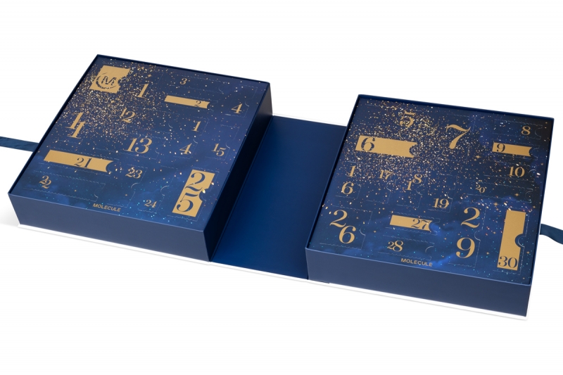 Кашированный адвент-календарь для набора парфюмерно-косметической продукции Molecule  в Москве, производство на заказ