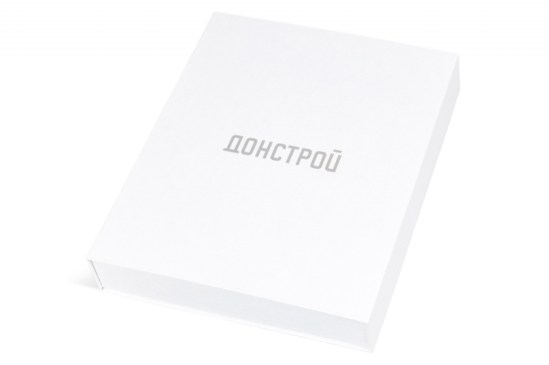 Кашированная коробка с магнитным клапаном для ДОНСТРОЙ в Москве, производство на заказ