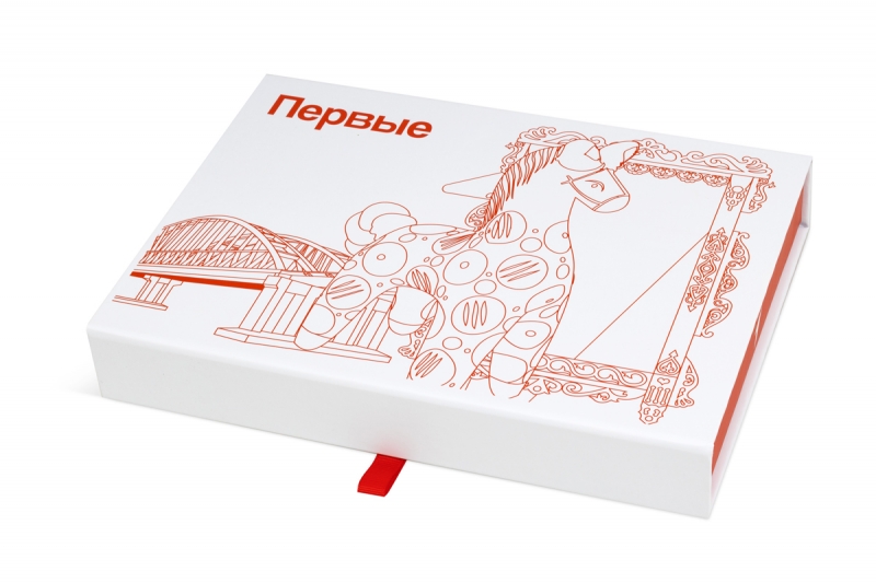 Кашированная коробка с магнитным клапаном для "Первые" в Москве, производство на заказ