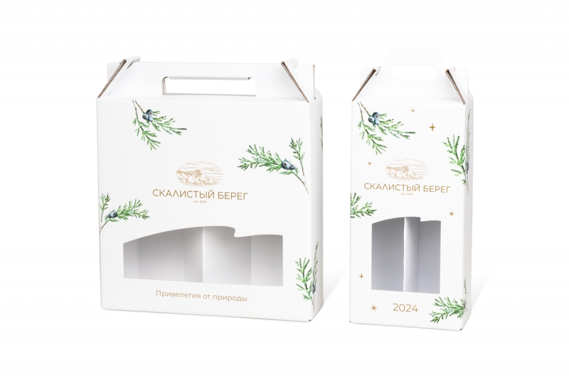 Подарочная коробка из МГК с ручками под бутылку  в Москве, производство на заказ