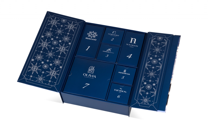 Кашированный адвент-календарь на 7 ячеек в Москве, производство на заказ