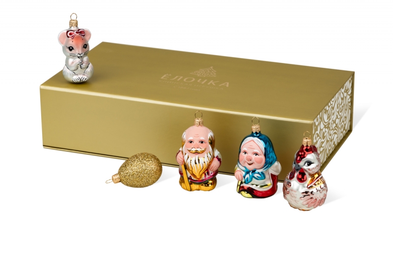 Новогодняя коробка для набора елочных игрушек в Москве, производство на заказ