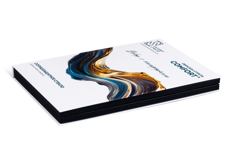 Папка на 2 страницы для образцов стекла в Москве, производство на заказ