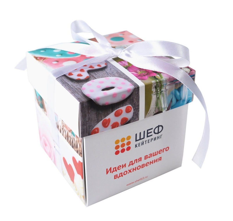 Сборная подарочная коробка с атласной лентой в Москве, производство на заказ