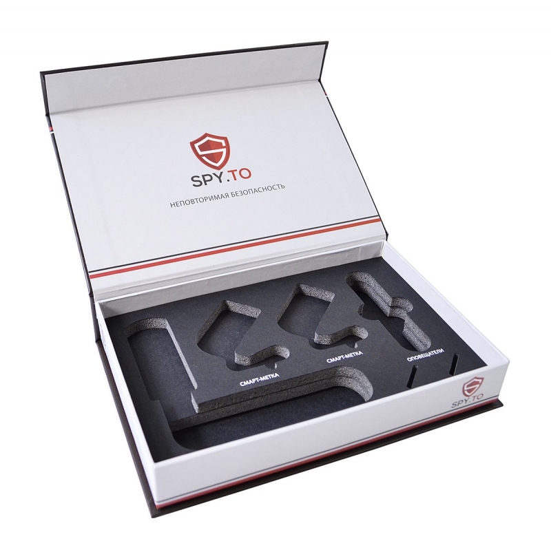 Коробка с клапаном на магните для элементов охранной системы в Москве, производство на заказ