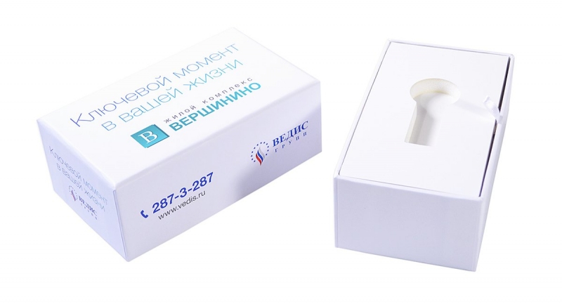 Кашированная коробка крышка-дно для ключей и документации в Москве, производство на заказ