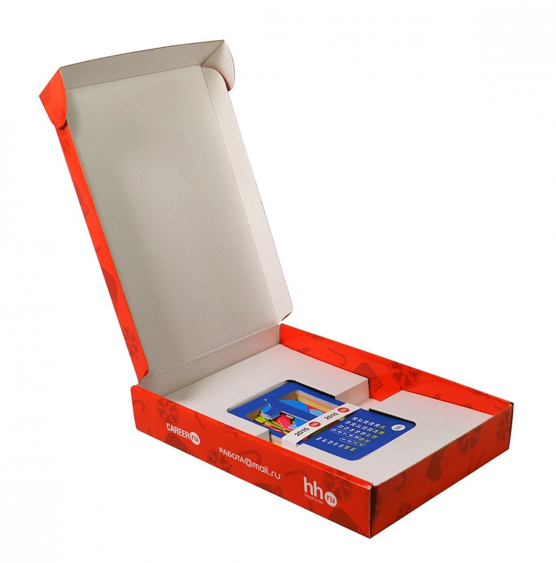 Эксклюзивный кашированный календарь в самосборной коробке из МГК в Москве, производство на заказ