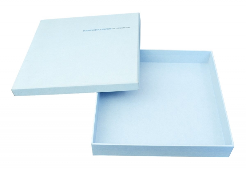 Коробка крышка-дно для презентации жилого комплекса в Москве, производство на заказ