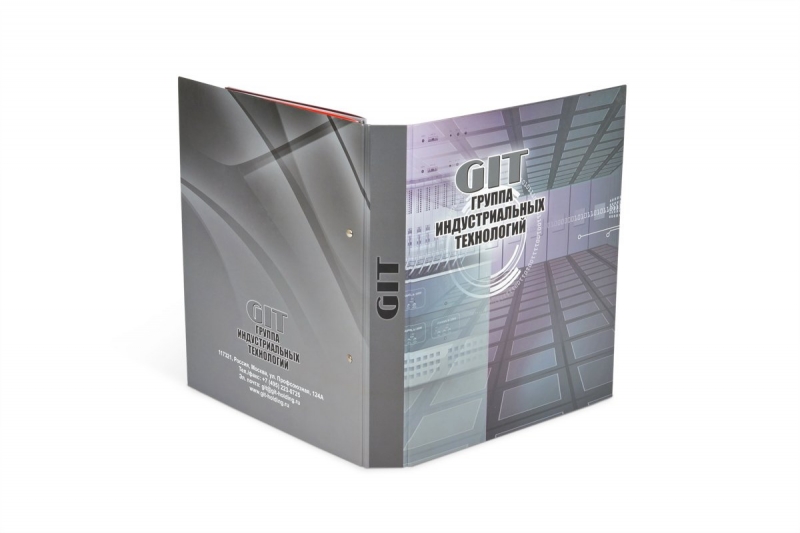 Кашированная папка с кольцевым механизмом для фирменных каталогов в Москве, производство на заказ