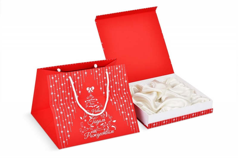 Подарочный набор: кашированная коробка и пакет в Москве, производство на заказ