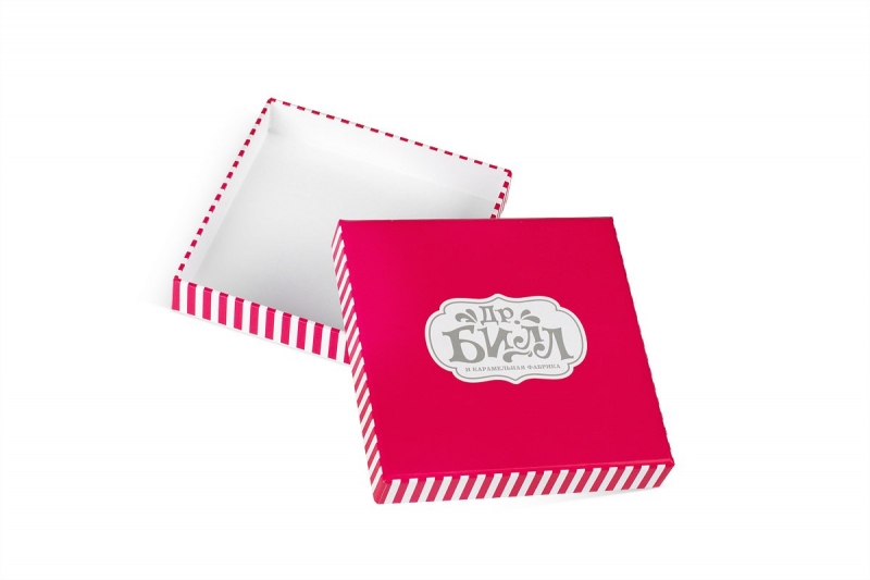 Кашированная коробка крышка-дно для кондитерских изделий в Москве, производство на заказ