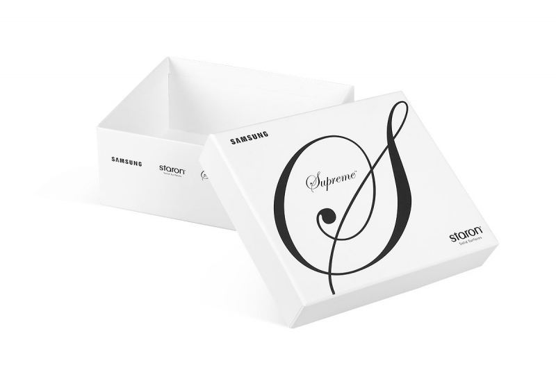 SAMSUNG — Кашированная коробка крышка-дно для образцов плитки в Москве, производство на заказ