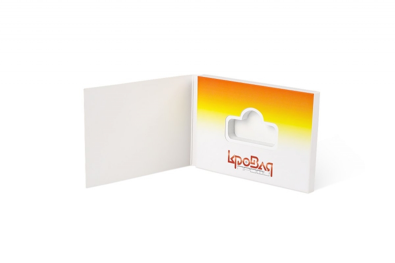 Компактная упаковка с изолоновым ложементом для флешки в Москве, производство на заказ