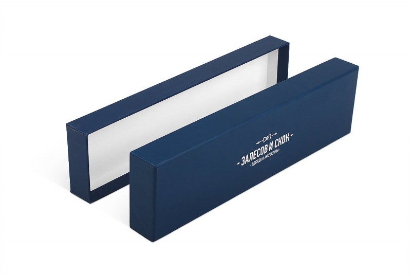 Кашированная коробка крышка-дно для галстука в Москве, производство на заказ