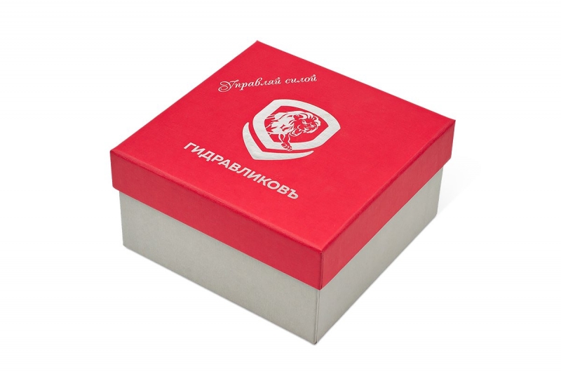 Кашированная коробка крышка-дно с тиснением в Москве, производство на заказ