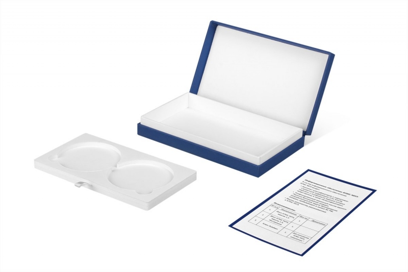 Кашированная шкатулка в обечайке для 2-х дисков и флешки в Москве, производство на заказ