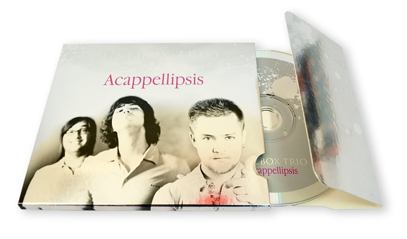 Металлизированная упаковка-слайдер для диска. Acappelipsis в Москве, производство на заказ