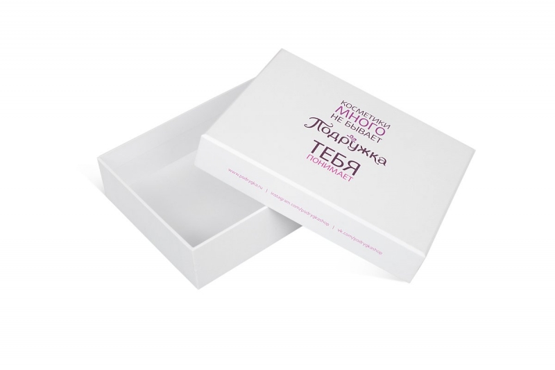 Кашированная коробка крышка-дно для набора косметики в Москве, производство на заказ