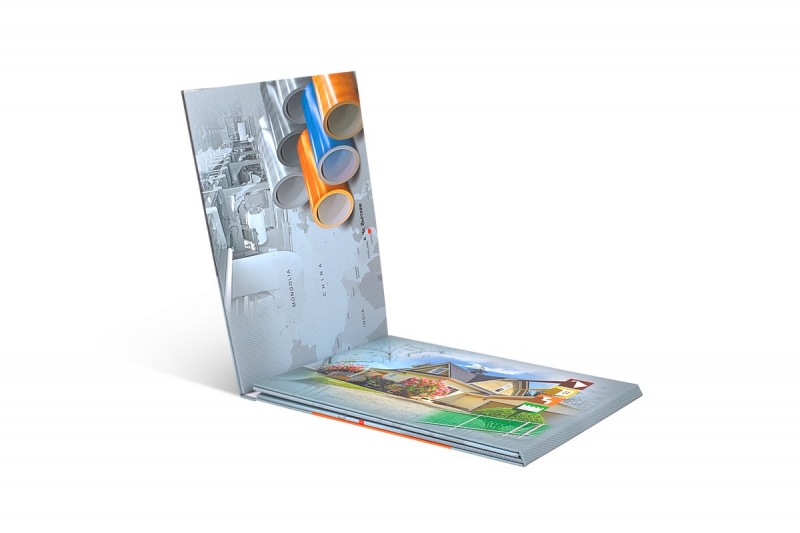 Кашированная папка под образцы с буклетами в Москве, производство на заказ