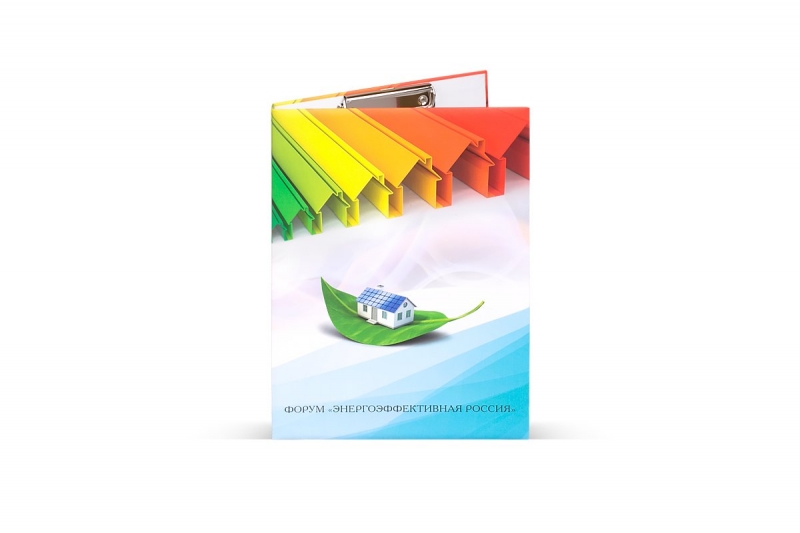 Кашированная папка с зажимом в Москве, производство на заказ